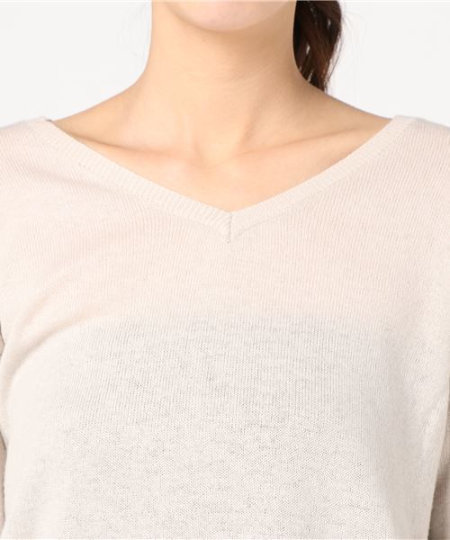 un dix cors（アンディコール）の「カシミヤ混Vネックニット（ニット/セーター・レディース・ライトブルー/ベージュ/ピンク/イエロー/グリーン/ラベンダー/ライトベージュ/ブルー・ﾌﾘ-）」の14枚目の写真