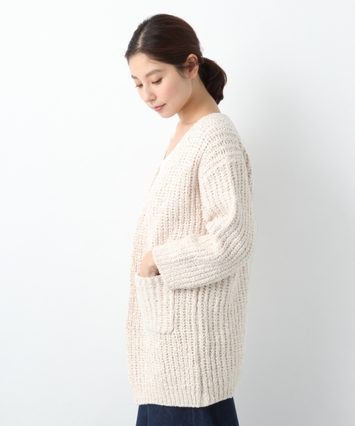 LEPSIM(レプシィム)の「3Gテープヤーンミドルカーディガン 778261(カーディガン/ボレロ・レディース・ネイビー/ダークベージュ/キナリ・FREE)」の15枚目の写真