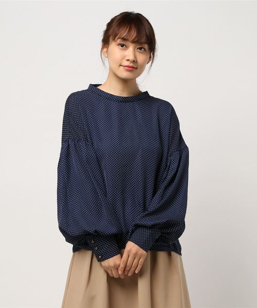 koe（コエ）の「ジョーゼットドットブラウス（シャツ/ブラウス・レディース・ブラック/ネイビー・M）」の5枚目の写真