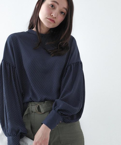 koe（コエ）の「ジョーゼットドットブラウス（シャツ/ブラウス・レディース・ブラック/ネイビー・M）」の6枚目の写真