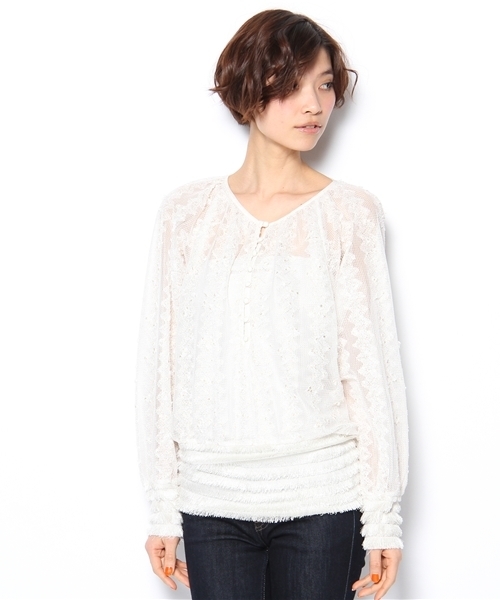 mystic(ミスティック)の「【mystic】 シャイニーフリンジPO(その他トップス・レディース・アイボリー/ベージュ/ブラック・フリ-)」の2枚目の写真