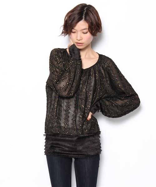 mystic(ミスティック)の「【mystic】 シャイニーフリンジPO(その他トップス・レディース・アイボリー/ベージュ/ブラック・フリ-)」の3枚目の写真