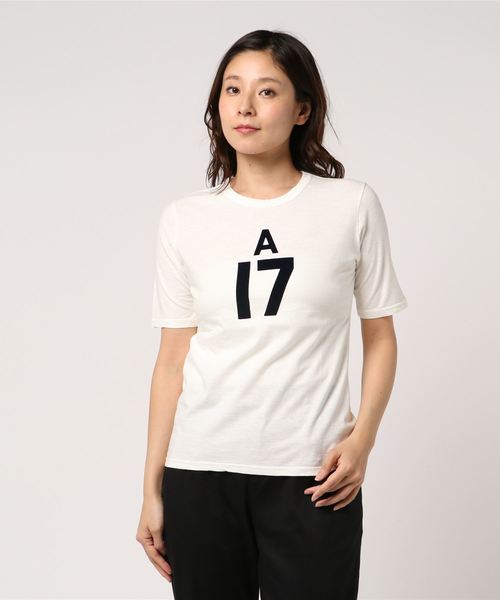 Saintete(サンテテ)の「Saintete/サンテテ Flocky Print T A17/手摘みコットンTシャツ【日本製】(Tシャツ/カットソー・レディース・ホワイト/ネイビー/杢グレー・0/1)」の9枚目の写真
