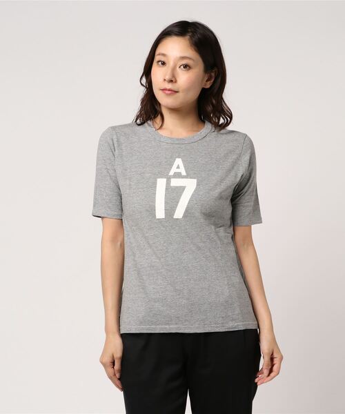 Saintete(サンテテ)の「Saintete/サンテテ Flocky Print T A17/手摘みコットンTシャツ【日本製】(Tシャツ/カットソー・レディース・ホワイト/ネイビー/杢グレー・0/1)」の2枚目の写真