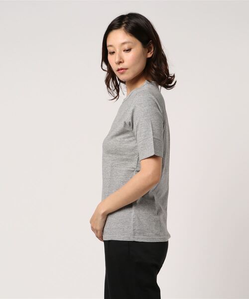 Saintete(サンテテ)の「Saintete/サンテテ Flocky Print T A17/手摘みコットンTシャツ【日本製】(Tシャツ/カットソー・レディース・ホワイト/ネイビー/杢グレー・0/1)」の5枚目の写真
