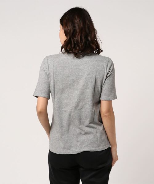 Saintete(サンテテ)の「Saintete/サンテテ Flocky Print T A17/手摘みコットンTシャツ【日本製】(Tシャツ/カットソー・レディース・ホワイト/ネイビー/杢グレー・0/1)」の4枚目の写真
