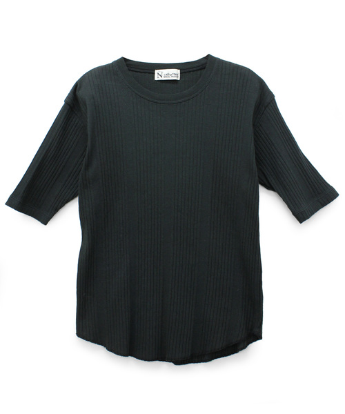 RNA-N（アールエヌエーエヌ）の「M0927 針抜きテレコクルーネックプルオーバー（Tシャツ/カットソー・レディース・ブラック/キナリ/ブルー・MEDIUM）」の4枚目の写真