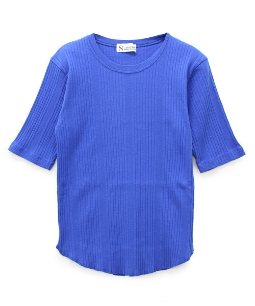 RNA-N（アールエヌエーエヌ）の「M0927 針抜きテレコクルーネックプルオーバー（Tシャツ/カットソー・レディース・ブラック/キナリ/ブルー・MEDIUM）」の22枚目の写真