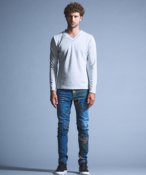 5351 POUR LES HOMMES(ゴーサンゴーイチプールオム)の「カモフラスキニーデニム(デニムパンツ・メンズ・グレー/インディゴブルー・44/46/48/50)」の14枚目の写真