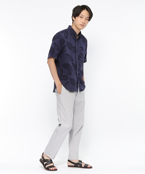 LAKOLE（ラコレ）の「ジャカードリーフ柄シャツ / LAKOLE（シャツ/ブラウス・メンズ・ネイビー/グリーン/ライトブラウン・MEDIUM/LARGE）」の5枚目の写真