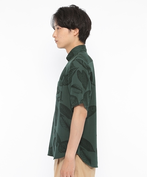 LAKOLE（ラコレ）の「ジャカードリーフ柄シャツ / LAKOLE（シャツ/ブラウス・メンズ・ネイビー/グリーン/ライトブラウン・MEDIUM/LARGE）」の8枚目の写真