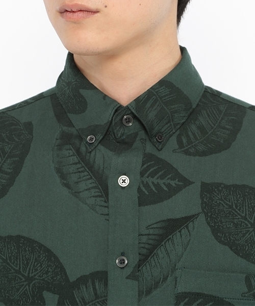 LAKOLE（ラコレ）の「ジャカードリーフ柄シャツ / LAKOLE（シャツ/ブラウス・メンズ・ネイビー/グリーン/ライトブラウン・MEDIUM/LARGE）」の10枚目の写真
