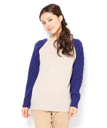 BEAMS BOY | □BEAMS BOY / 7ゲージ 袖ケーブル 2トーンクルー(ニット/セーター)