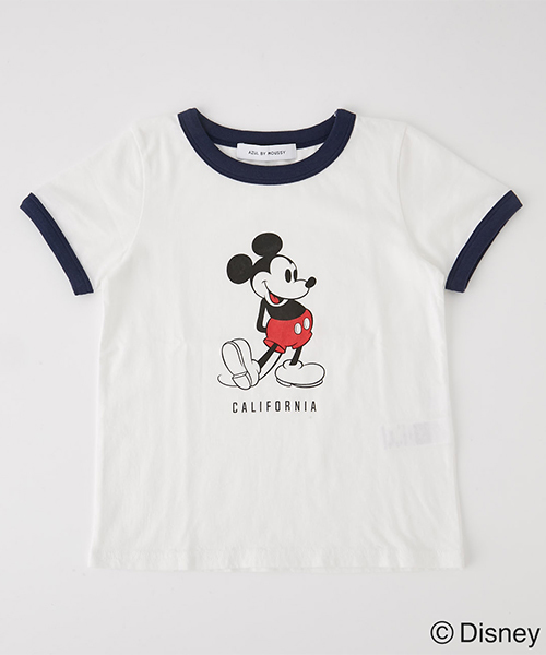 AZUL by moussy(アズールバイマウジー)の「KIDS RIGER MICKEY TEE/キッズリンガーミッキーTシャツ(Tシャツ/カットソー・キッズ・イエロー/ホワイト・100/120/110)」の2枚目の写真