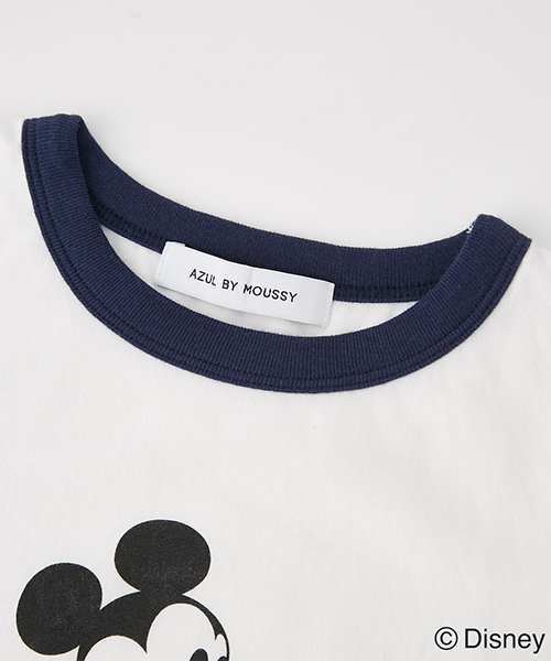 AZUL by moussy(アズールバイマウジー)の「KIDS RIGER MICKEY TEE/キッズリンガーミッキーTシャツ(Tシャツ/カットソー・キッズ・イエロー/ホワイト・100/120/110)」の4枚目の写真