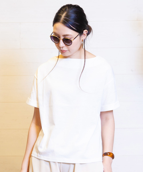 B.I.D.(ビーアイディー)の「BID / 綿混 Cut Tee(Tシャツ/カットソー・レディース・ライトグレー/ブラック/オフホワイト/カーキ・FREE)」の2枚目の写真
