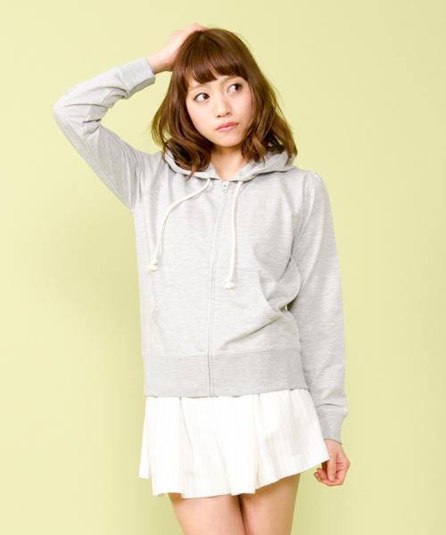 Dip Drops(Dip Drops)の「ミニ裏毛パーカー(パーカー・レディース・ホワイト系/ローズ系/ピンク系/イエロー系/グリーン系/サックスブルー系/ネイビー系/グレー系1・2)」の3枚目の写真