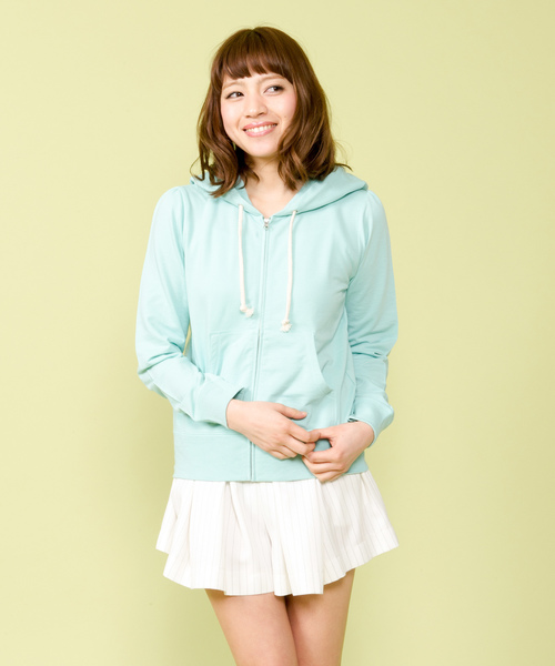 Dip Drops(Dip Drops)の「ミニ裏毛パーカー(パーカー・レディース・ホワイト系/ローズ系/ピンク系/イエロー系/グリーン系/サックスブルー系/ネイビー系/グレー系1・2)」の4枚目の写真