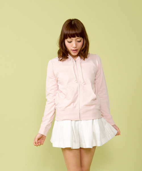 Dip Drops(Dip Drops)の「ミニ裏毛パーカー(パーカー・レディース・ホワイト系/ローズ系/ピンク系/イエロー系/グリーン系/サックスブルー系/ネイビー系/グレー系1・2)」の7枚目の写真