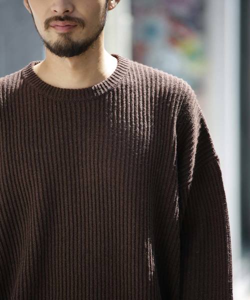 FREAK'S STORE（フリークスストア）の「畦ビッグシルエットニット（ニット/セーター・メンズ・ホワイト/ブラック/ブラウン・マルチサイズ）」の9枚目の写真