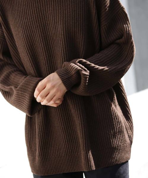 FREAK'S STORE（フリークスストア）の「畦ビッグシルエットニット（ニット/セーター・メンズ・ホワイト/ブラック/ブラウン・マルチサイズ）」の10枚目の写真