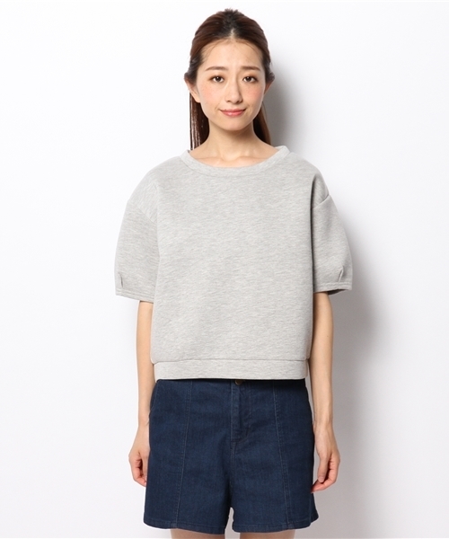 WEGO（ウィゴー）の「WEGO/ボンディング5分袖スウェット（スウェット・レディース・杢グレー/ネイビー・FREE）」の4枚目の写真