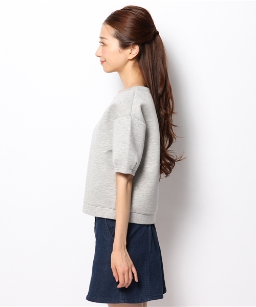 WEGO（ウィゴー）の「WEGO/ボンディング5分袖スウェット（スウェット・レディース・杢グレー/ネイビー・FREE）」の5枚目の写真