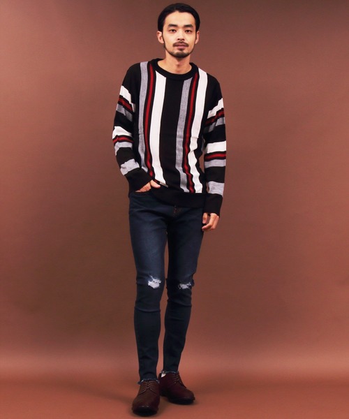 Beautiful Harmony（ビューティフルハーモニー）の「ストライプ クルー ニット（ニット/セーター・メンズ・ブラック/ベージュ/ネイビー・LARGE/MEDIUM/X-LARGE）」の19枚目の写真