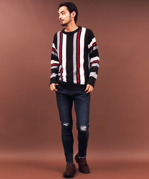 Beautiful Harmony（ビューティフルハーモニー）の「ストライプ クルー ニット（ニット/セーター・メンズ・ブラック/ベージュ/ネイビー・LARGE/MEDIUM/X-LARGE）」の20枚目の写真