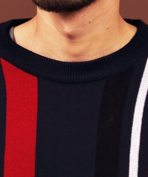 Beautiful Harmony（ビューティフルハーモニー）の「ストライプ クルー ニット（ニット/セーター・メンズ・ブラック/ベージュ/ネイビー・LARGE/MEDIUM/X-LARGE）」の18枚目の写真