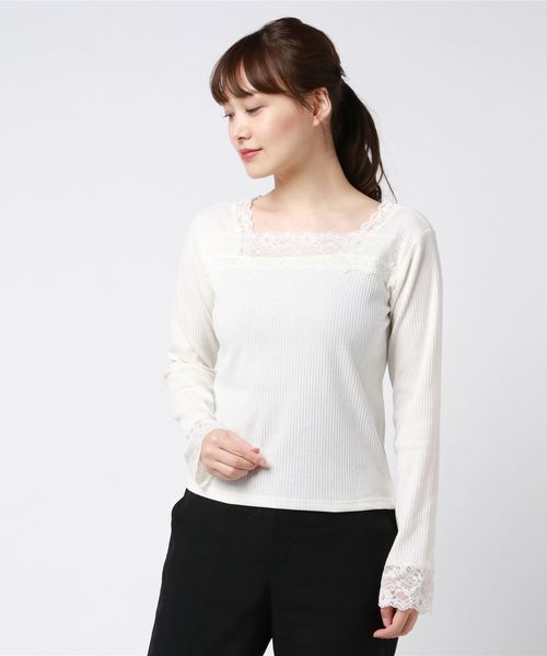 WEGO（ウィゴー）の「WEGO/2wayレースロンT（Tシャツ/カットソー・レディース・ベージュ/ブラック/ホワイト/ホワイト系その他/ブラック系その他・FREE）」の15枚目の写真