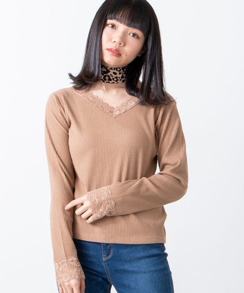 WEGO（ウィゴー）の「WEGO/2wayレースロンT（Tシャツ/カットソー・レディース・ベージュ/ブラック/ホワイト/ホワイト系その他/ブラック系その他・FREE）」の5枚目の写真