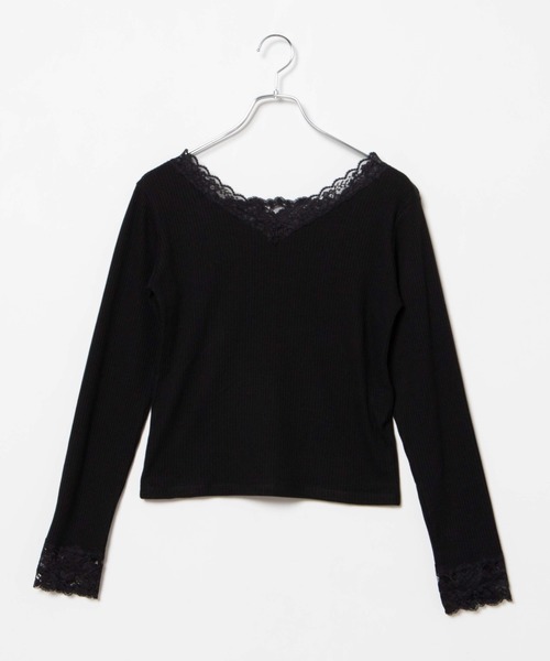 WEGO（ウィゴー）の「WEGO/2wayレースロンT（Tシャツ/カットソー・レディース・ベージュ/ブラック/ホワイト/ホワイト系その他/ブラック系その他・FREE）」の4枚目の写真