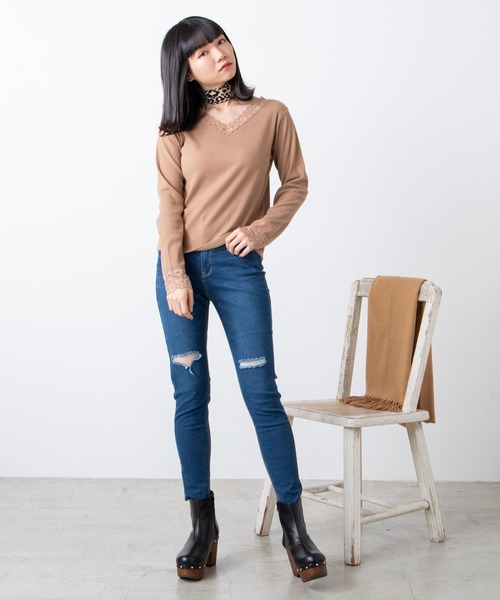 WEGO（ウィゴー）の「WEGO/2wayレースロンT（Tシャツ/カットソー・レディース・ベージュ/ブラック/ホワイト/ホワイト系その他/ブラック系その他・FREE）」の10枚目の写真