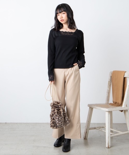 WEGO（ウィゴー）の「WEGO/2wayレースロンT（Tシャツ/カットソー・レディース・ベージュ/ブラック/ホワイト/ホワイト系その他/ブラック系その他・FREE）」の11枚目の写真