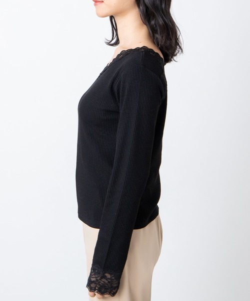 WEGO（ウィゴー）の「WEGO/2wayレースロンT（Tシャツ/カットソー・レディース・ベージュ/ブラック/ホワイト/ホワイト系その他/ブラック系その他・FREE）」の9枚目の写真