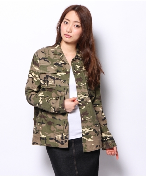 mystic（ミスティック）の「ミリタリーシャツ（シャツ/ブラウス・レディース・オリーブ/カーキ・ﾌﾘ-）」の6枚目の写真