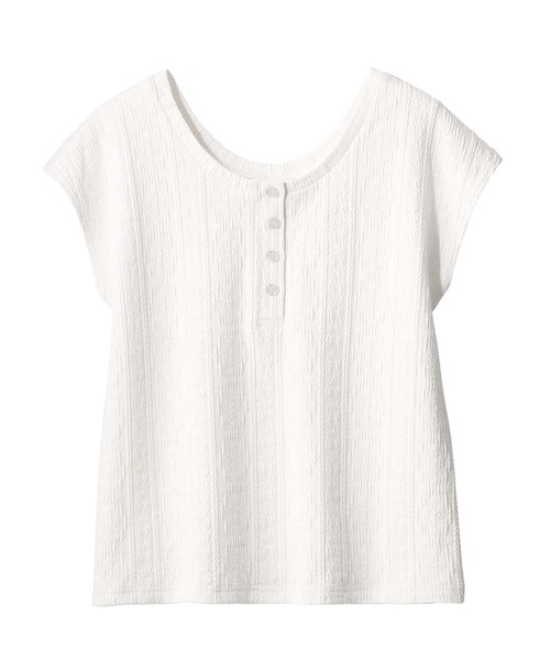 GeeRA(ジーラ)の「ふくれジャカード前後2WAYトップス(Tシャツ/カットソー・レディース・ブラック/オフホワイト/モカ・XX-LARGE/MEDIUM/LARGE/X-LARGE)」の4枚目の写真