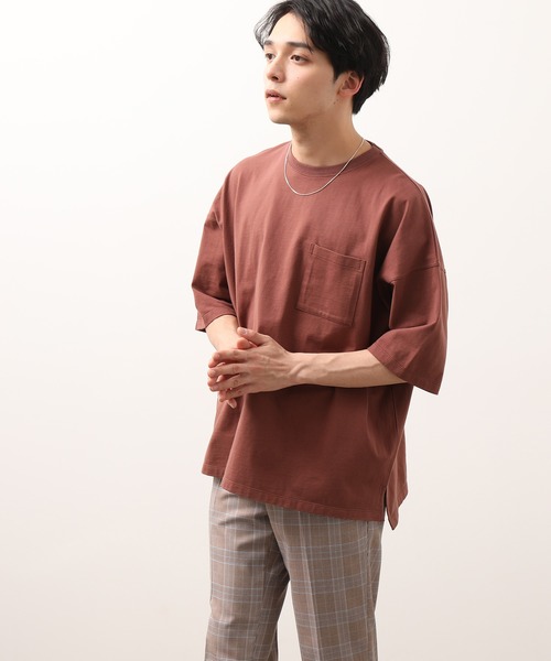 JUNRED（ジュンレッド）の「USAコットンビッグT（Tシャツ/カットソー・メンズ・ホワイト/ダークブラウン/ベージュ/ライトグリーン・LL/M/L）」の3枚目の写真