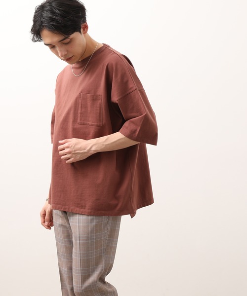 JUNRED（ジュンレッド）の「USAコットンビッグT（Tシャツ/カットソー・メンズ・ホワイト/ダークブラウン/ベージュ/ライトグリーン・LL/M/L）」の11枚目の写真