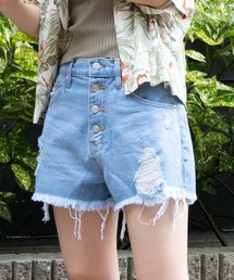 WEGO | WEGO/ボタンフライクラッシュデニムショーツ(デニムパンツ)