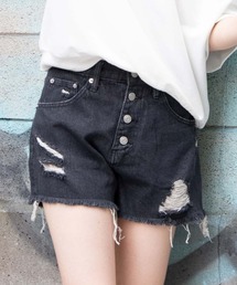 WEGO | WEGO/ボタンフライクラッシュデニムショーツ(デニムパンツ)