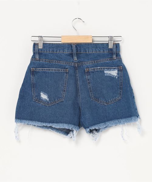 WEGO（ウィゴー）の「WEGO/ボタンフライクラッシュデニムショーツ（デニムパンツ・レディース・ブラック/インディゴブルー/ライトインディゴブルー・SMALL/MEDIUM/LARGE）」の10枚目の写真