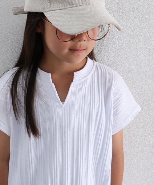 classicalelf(クラシカルエルフ)の「キッズ ランダムリブ フレンチ無地コットンロング丈ワンピース(半袖)(ワンピース・キッズ・ホワイト/ベージュ/ブラック・140/150/130)」の11枚目の写真