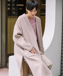 Munich | メロンウェーブウール　ノーカラーフレアコート(ノーカラーコート)