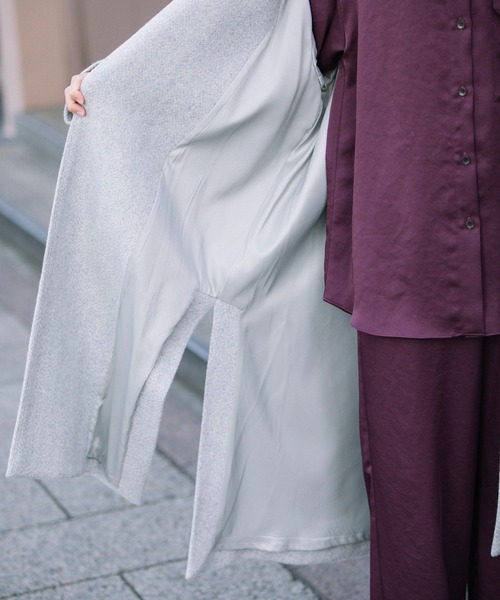 Munich（ミューニック）の「メロンウェーブウール　ノーカラーフレアコート（ノーカラーコート・レディース・ベージュ/ラベンダー/ブラック/ライトグレー・XS/S）」の5枚目の写真