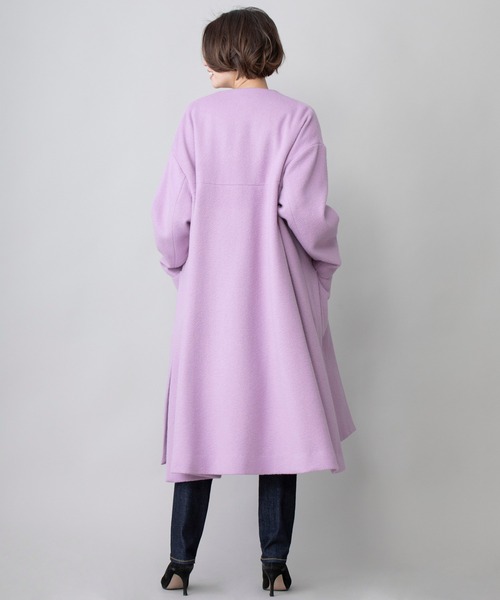 Munich（ミューニック）の「メロンウェーブウール　ノーカラーフレアコート（ノーカラーコート・レディース・ベージュ/ラベンダー/ブラック/ライトグレー・XS/S）」の17枚目の写真