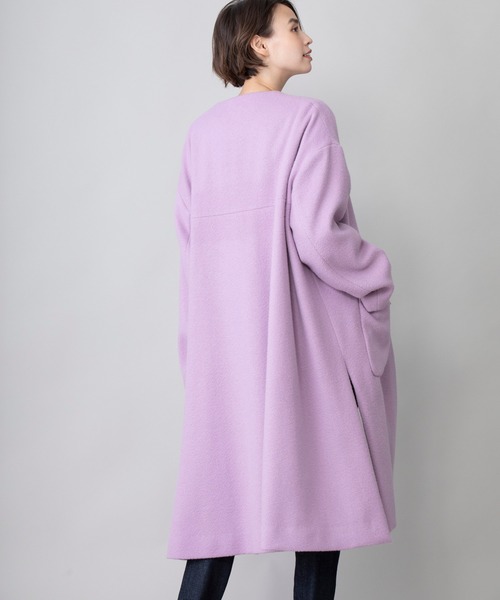 Munich（ミューニック）の「メロンウェーブウール　ノーカラーフレアコート（ノーカラーコート・レディース・ベージュ/ラベンダー/ブラック/ライトグレー・XS/S）」の20枚目の写真