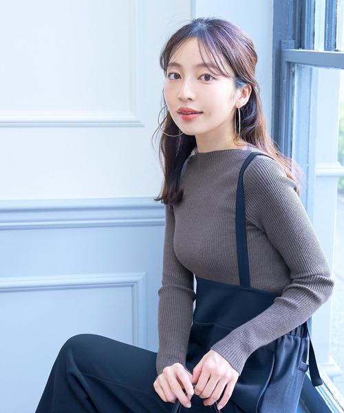 coca(coca)(コカ)の「\\新色登場//軽量ボートネックリブニット(ニット/セーター・レディース・ブラック/ベージュ/アイボリー/グレー系その他/レッド/ネイビー/グレー/ピンク/グリーン/グレイッシュベージュ・ONE SIZE/S/M/L)」の7枚目の写真