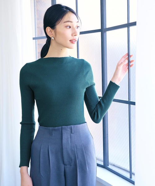 coca(coca)(コカ)の「\\新色登場//軽量ボートネックリブニット(ニット/セーター・レディース・ブラック/ベージュ/アイボリー/グレー系その他/レッド/ネイビー/グレー/ピンク/グリーン/グレイッシュベージュ・ONE SIZE/S/M/L)」の22枚目の写真